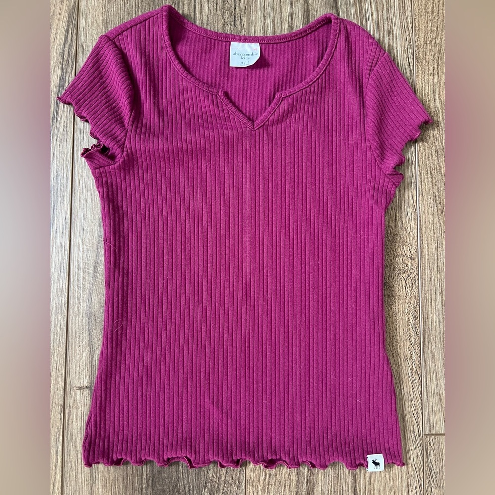 Abercrombie Kids Girls Dark Purple Maroon Ribbed Top Size 9/10